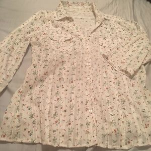 Eden & Olivia sheer, ivory, flowers button up